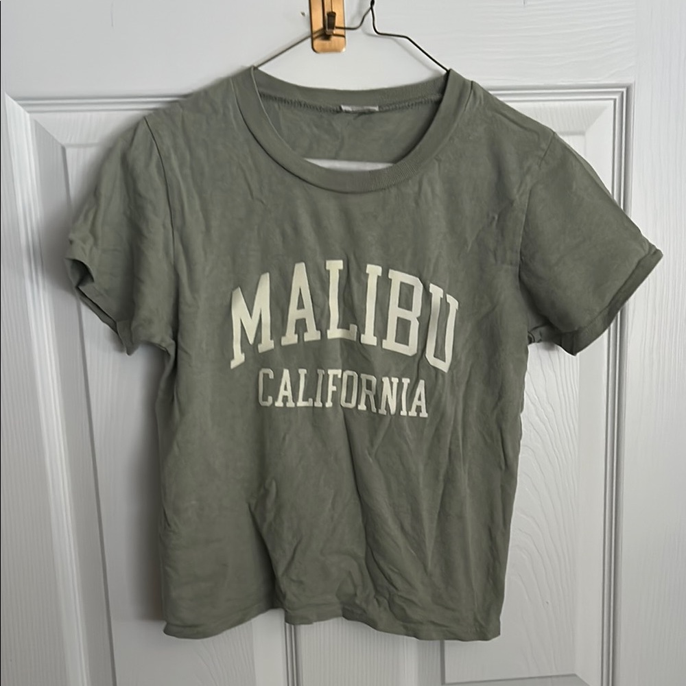 Green Crop Graphic T-Shirt Short Sleeve